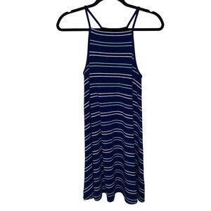 SO Juniors Size Medium Navy Blue Multicolor Tank Swing Dress Stripped‎ Racerback